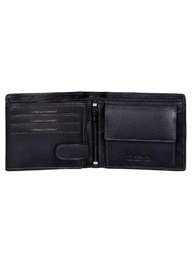 URBANFOREST URBAN FOREST Oliver Black Leather Wallet for Men, RFID Protected Bifold Wallet with 6 Card Slots, 2 Currency Compartments and 3 Transparent Sections, Stylish Gift for Men - Image 3