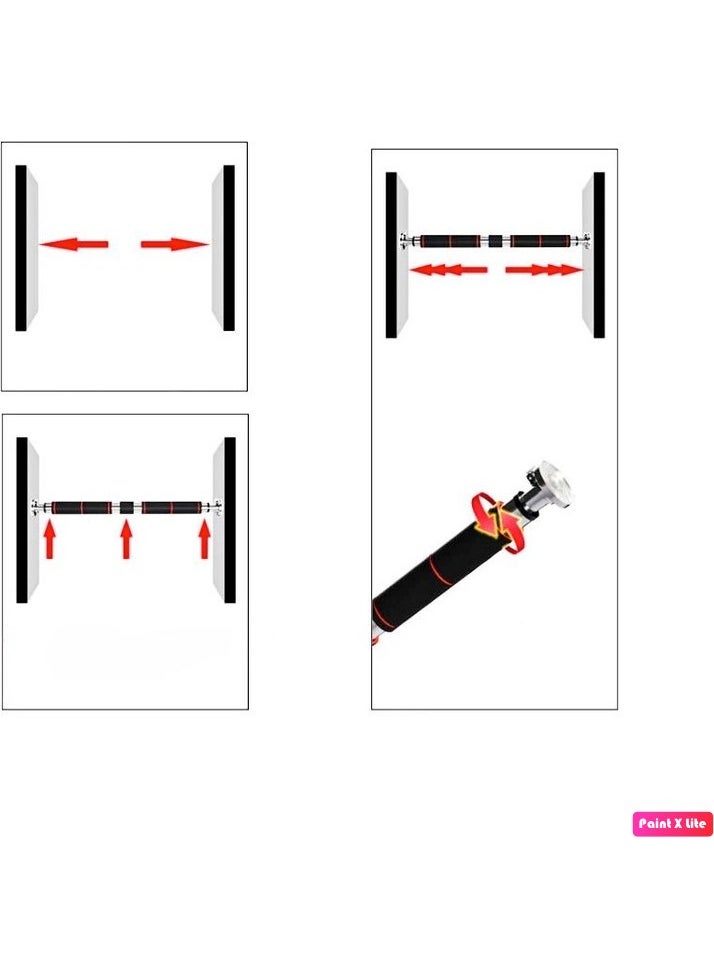 Hattrick - Kb-60 Long Bar Fix Bar Sit Up Chrome Corridor Chin Up Bar Adjustable Between 90-125 cm + Wristband - Image 1