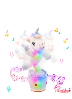 SYOSI Glowing Dancing Unicorn Toy Repeats What You Say Talking Toy Wriggle Singing Mimicking Twisting Electric Light Up Interactive Animated Toy Speaking Gift for Kids, White, 12.5''  - Image 2