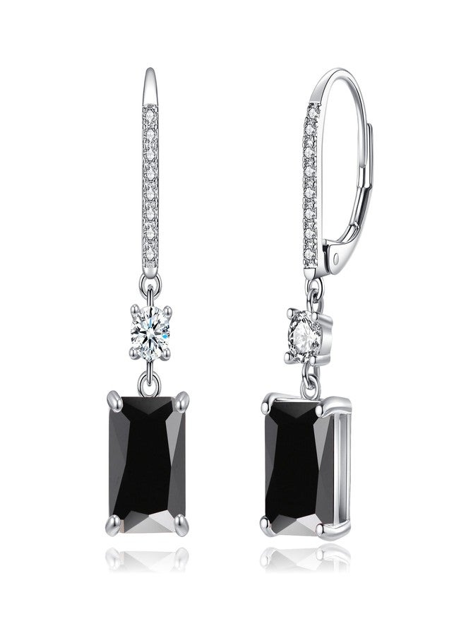 CiNily Rectangular-cut Drop Dangle Earrings for Women Hypoallergenic, Multi-color Cubic Zirconia Earrings Diamond Dangle Earrings Jewelry Gifts for Mothers Day 14K White Gold, White Gold Plated, Cubic - Image 1