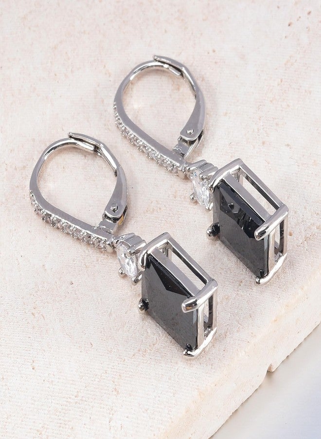 CiNily Rectangular-cut Drop Dangle Earrings for Women Hypoallergenic, Multi-color Cubic Zirconia Earrings Diamond Dangle Earrings Jewelry Gifts for Mothers Day 14K White Gold, White Gold Plated, Cubic - Image 4
