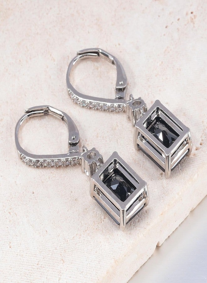 CiNily Rectangular-cut Drop Dangle Earrings for Women Hypoallergenic, Multi-color Cubic Zirconia Earrings Diamond Dangle Earrings Jewelry Gifts for Mothers Day 14K White Gold, White Gold Plated, Cubic - Image 5