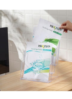 Excefore Acrylic Brochure Holder, 3 Tier Clear Display Stand Slant, Plastic Table Stand Sign Holder, Plastic Flyer Display Stand, Document Paper Literature Organizer Holder, for Magazine, Document, Booklet  - Image 4