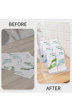 Excefore Acrylic Brochure Holder, 3 Tier Clear Display Stand Slant, Plastic Table Stand Sign Holder, Plastic Flyer Display Stand, Document Paper Literature Organizer Holder, for Magazine, Document, Booklet  - Image 3