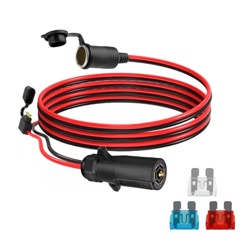 ELFCULB 7 Way Trailer Plug to Cigarette Lighter Socket, 12AWG 12V Female Cigarette Lighter 7 Pin Connector to for RV Truck Trailer(2FT) - Image 1