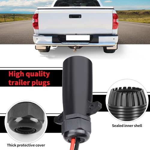 ELFCULB 7 Way Trailer Plug to Cigarette Lighter Socket, 12AWG 12V Female Cigarette Lighter 7 Pin Connector to for RV Truck Trailer(2FT) - Image 2