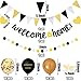 BANBALLON Welcome Home Banner And Cake Topper Decorations Gold Black Glitter Dot Circle Garland Triangle Flag Banner Welcome Balloons For Welcome Back Party Housewarming Party Supplies - Image 2