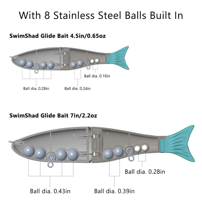 Bassdash SwimShad Glide Baits Jointed Swimbait Bass Pike Salmon Trout Muskie Fishing Lure - Image 3