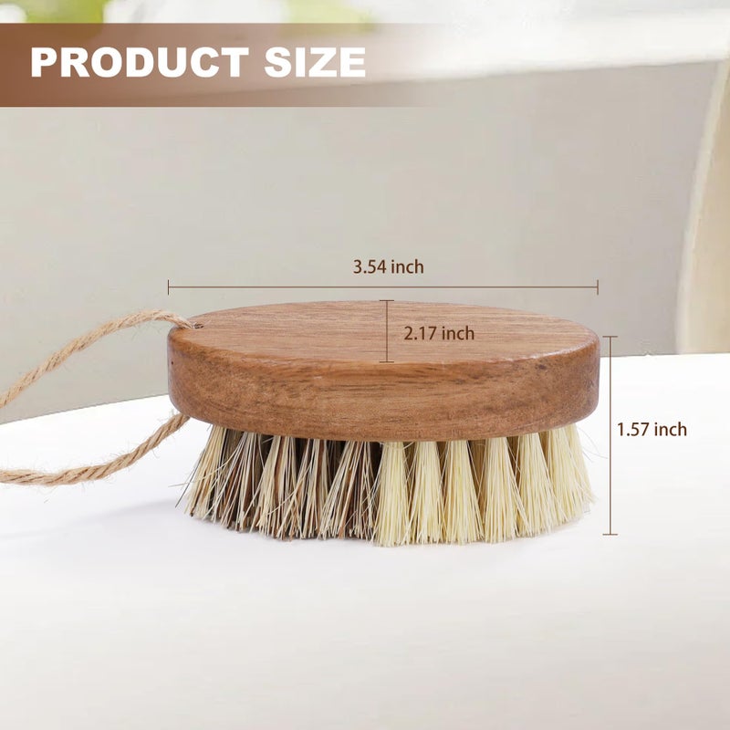 DEBETOOL 2 Pack Wooden Vegetable Brush Scrubber for Food - Dual Bristle Potato Brush Scrubber with Hanging Rope | Natural Compostable Kitchen Vegetable Scrubber for Potatoes, Carrots, Fruits - Image 2