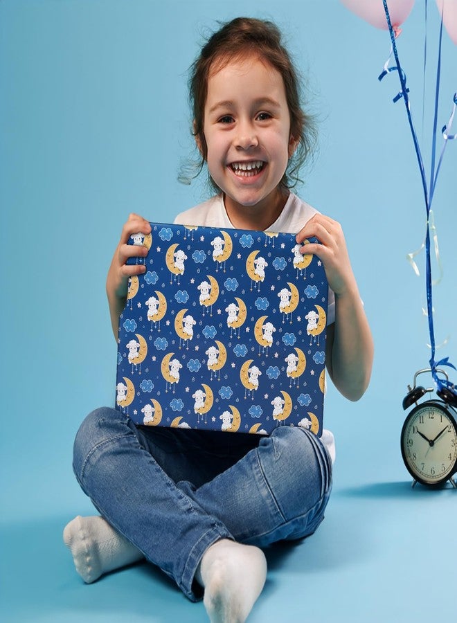NEPOG Sheep Lamb Wrapping Paper, Blue Eid al-Fitr Al-Adha Mubarak Sheep Lamb on Moons Sweet Design With Stars Wrapping Paper 6 Sheets Folded Flat 20x28 inches per Sheet for Kids Islam Ramadan Holiday Party - Image 5