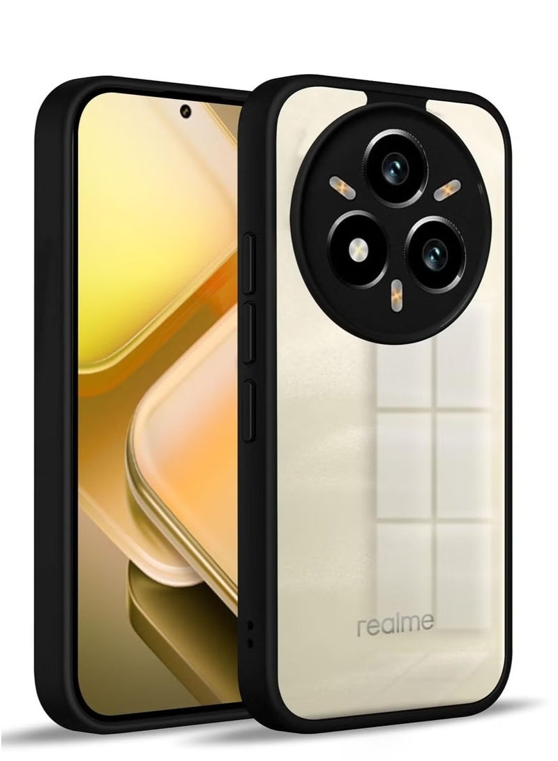جراب متوافق مع Realme 14 Pro 5G شفاف، مقاوم للصدمات بدرجة عسكرية ومضاد للاصفرار، جراب هاتف نحيف واقٍ مع غطاء كامل واقٍ للكاميرا (أسود) - Image 1