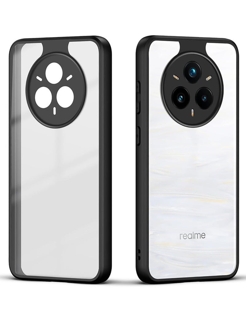 جراب متوافق مع Realme 14 Pro 5G شفاف، مقاوم للصدمات بدرجة عسكرية ومضاد للاصفرار، جراب هاتف نحيف واقٍ مع غطاء كامل واقٍ للكاميرا (أسود) - Image 2