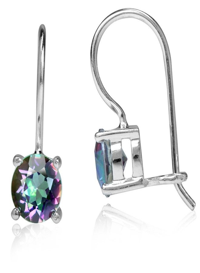Silvershake 2.06ct. 6mm Round Shape Mystic Fire Topaz 925 Sterling Silver Closure Hook Earrings - Image 2