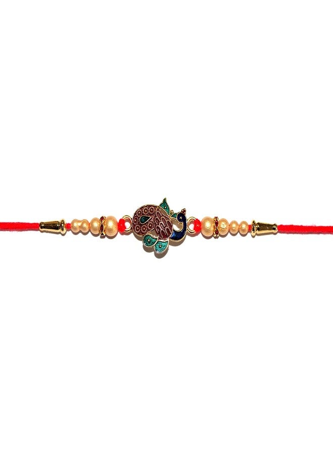 BANDHAN باندان- راخي للأخ | مصمم الطاووس راخي | سوار راخي | حجر الماس راخي | مجموعات راخي من أجل Little Small Bro، Brother، Bhai/Bhaiya RB408 - Image 5