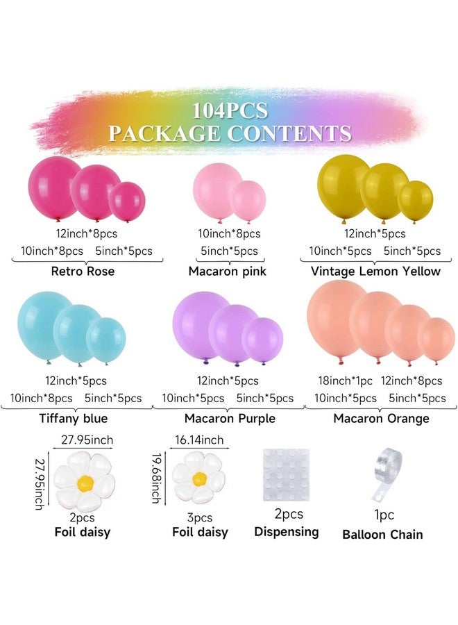 Biapian Pastel Balloon Arch Kit, Daisy Balloon Arch Garland with Macaron Pink Blue Purple Yellow Orange Rainbow Latex Balloons Daisy Flower Foil Balloons for Girls Women Birthday Pastel Party Decorations - Image 2