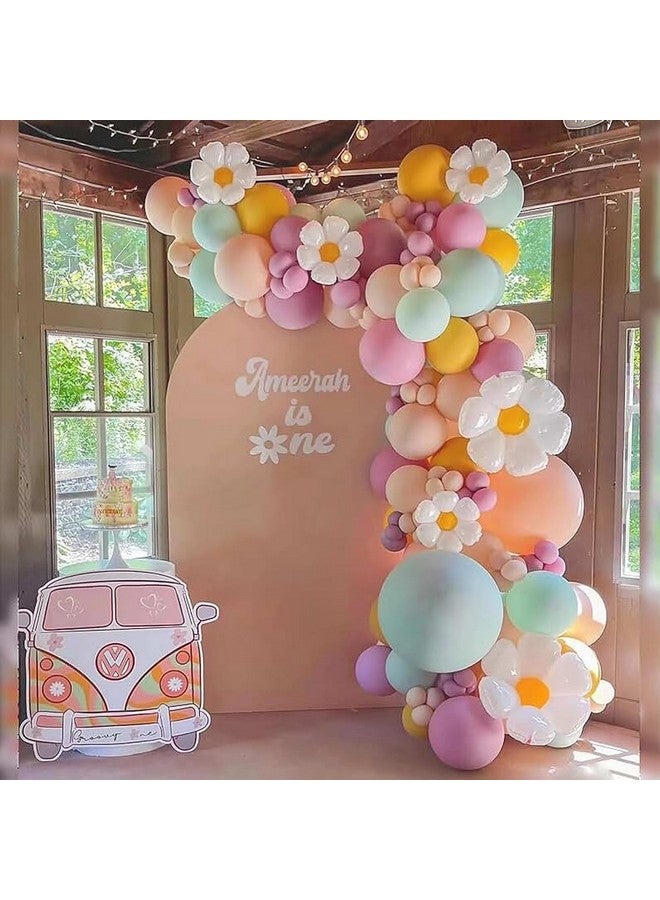 Biapian Pastel Balloon Arch Kit, Daisy Balloon Arch Garland with Macaron Pink Blue Purple Yellow Orange Rainbow Latex Balloons Daisy Flower Foil Balloons for Girls Women Birthday Pastel Party Decorations - Image 3
