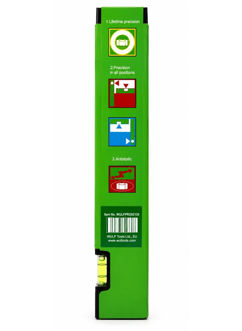 WULF 24 Inch Aluminum Level with Magnet, Heavy Duty Magnetic Spirit Level with Precision Bubble Vials for Construction, Carpentry, Framing, Installation & DIY Measuring Work - Image 2