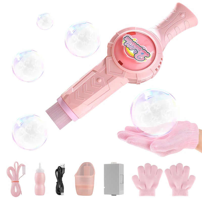 IMOLL Fog Bubble MachineElastic Smoke Bubble MachineRechargeable Automatic Smoke Bubble MakerColorful Lights MusicMagic Fog Bubble Wand Summer Christmas Birthday APink - Image 3