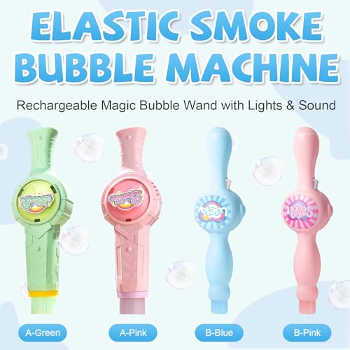 IMOLL Fog Bubble MachineElastic Smoke Bubble MachineRechargeable Automatic Smoke Bubble MakerColorful Lights MusicMagic Fog Bubble Wand Summer Christmas Birthday APink - Image 5