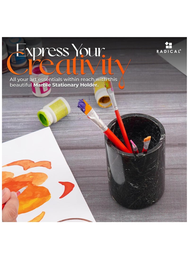 RADICALn Radicaln black Stationary Holder Handmade Marble Pen Holder for table-School Supplies Accessoriness & workspace organizer-Stationary Holder  - Image 3
