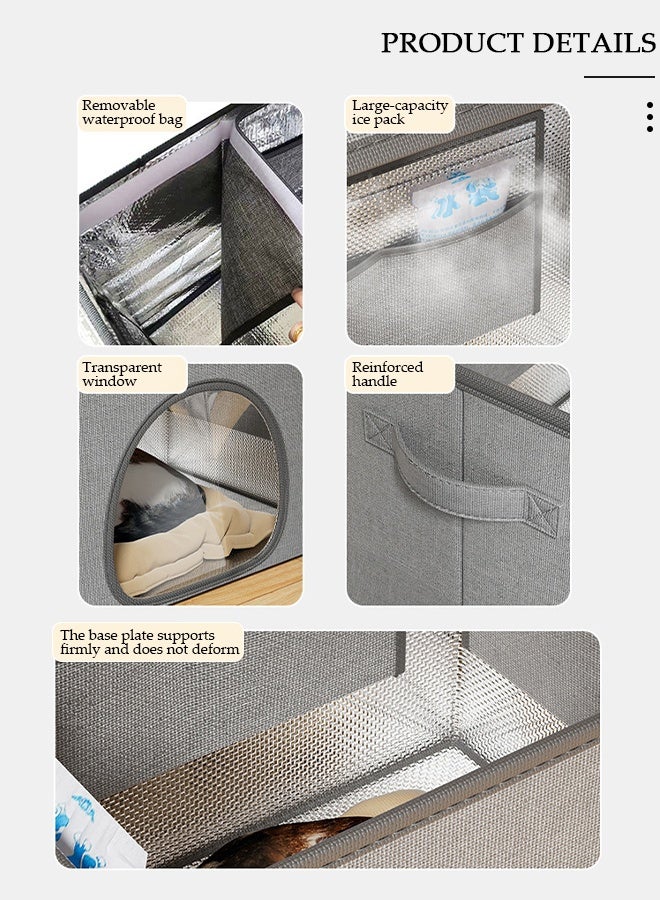 DUNISO Cat Cooling House,Cooling Outdoor Cat House,Air Conditioned Cat House,Folding Cooler Bed with 15 Ice Packs Waterproof for Four Seasons Pet Shelter Puppy Indoor Floor Small Breed - Image 2