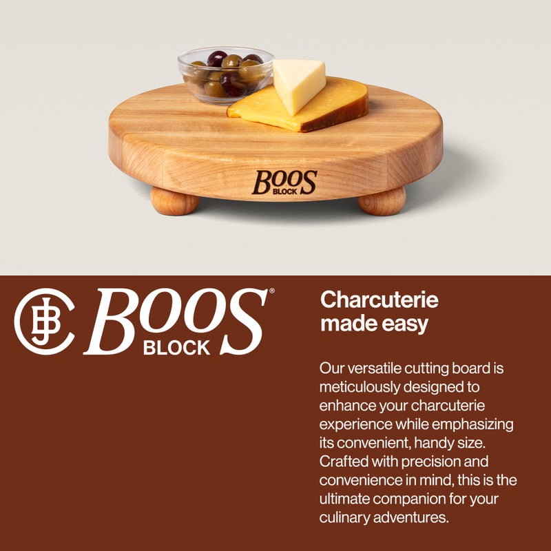 John Boos B Series Round Wooden Maple Cutting Board 12â€x12â€ â€“ 1.5â€ Thick, 12-lb Non-Reversible Butcher Block with Wood Bun Feet & Edge-Grain - Image 4