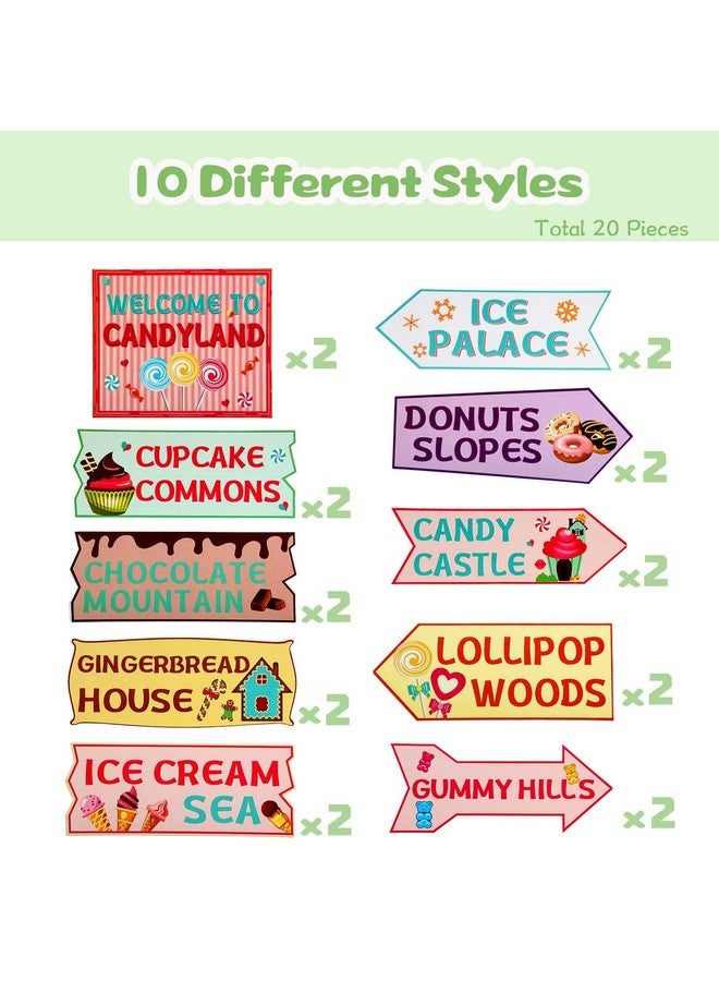 Gejoy Gejoy 20 Pieces Candyland Party Decorations Candyland Trunk or Treat Car Decorations Kit Candy land Backdrop Signs for Halloween Christmas Party Decor (Cardstock) - Image 3