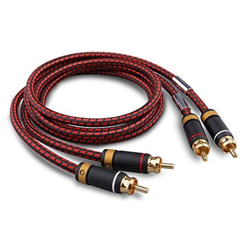 RCA Male to Male Cable: 2.5 Feet 4N Oxygen-Free Copper Gold-Plated Connectors - Heavy Duty EMI Protection Stereo Audio Cable for Audiophile Home HiFi Entertainment Systems - Image 3