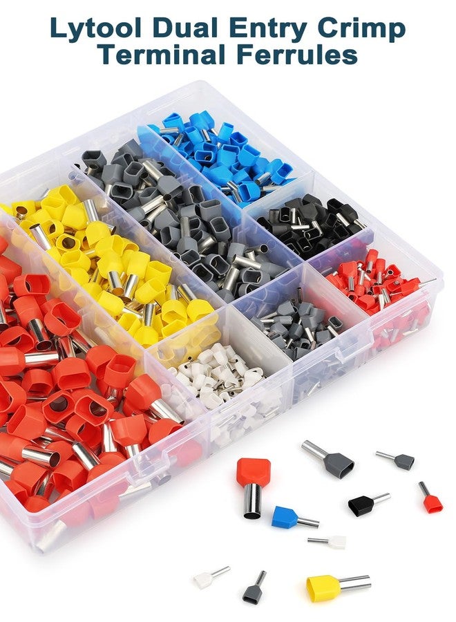 Lytool Twin Wire End Ferrules Set 0.5 - 10 mm², 750 Pieces Twin Wire End Ferrules Set with Wire Sleeve Box, Double Wire End Ferrules Insulated Wire Ferrules Cable End Ferrules for Wire Connection - Image 5