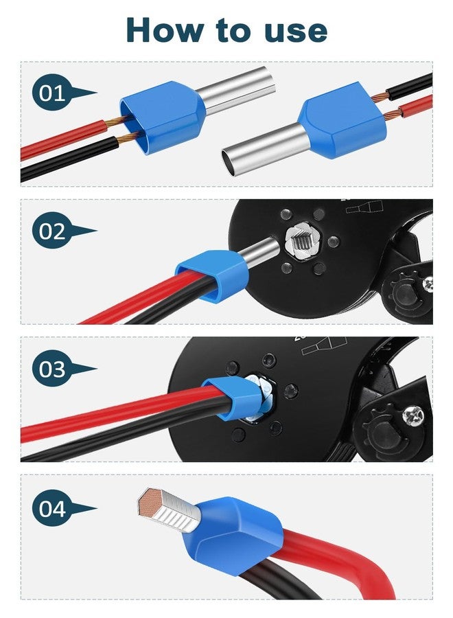 Lytool Twin Wire End Ferrules Set 0.5 - 10 mm², 750 Pieces Twin Wire End Ferrules Set with Wire Sleeve Box, Double Wire End Ferrules Insulated Wire Ferrules Cable End Ferrules for Wire Connection - Image 4