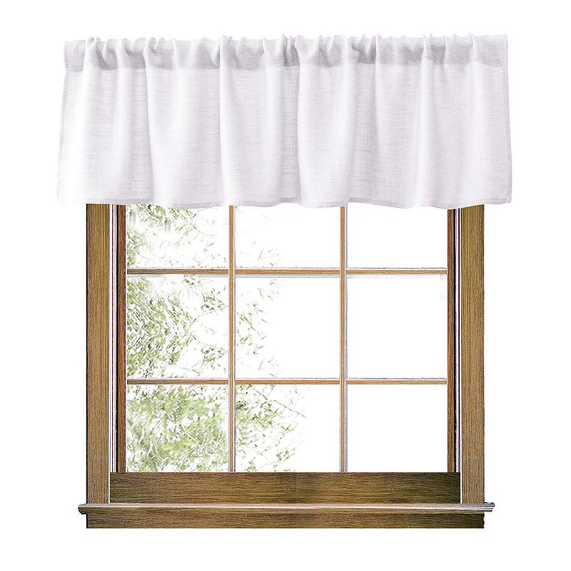 Valea Home Burlap Natural Valance Rod Pocket Window Curtain Valance Rustic Home Dcor 56 by 14 Inches White