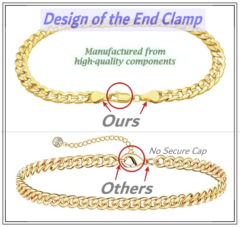 Fashion 21 Anklet for Women Electro Gold Plated Ankle Bracelet - Made in Korea (4.5mm 10" Cuban Anklet) - Image 5