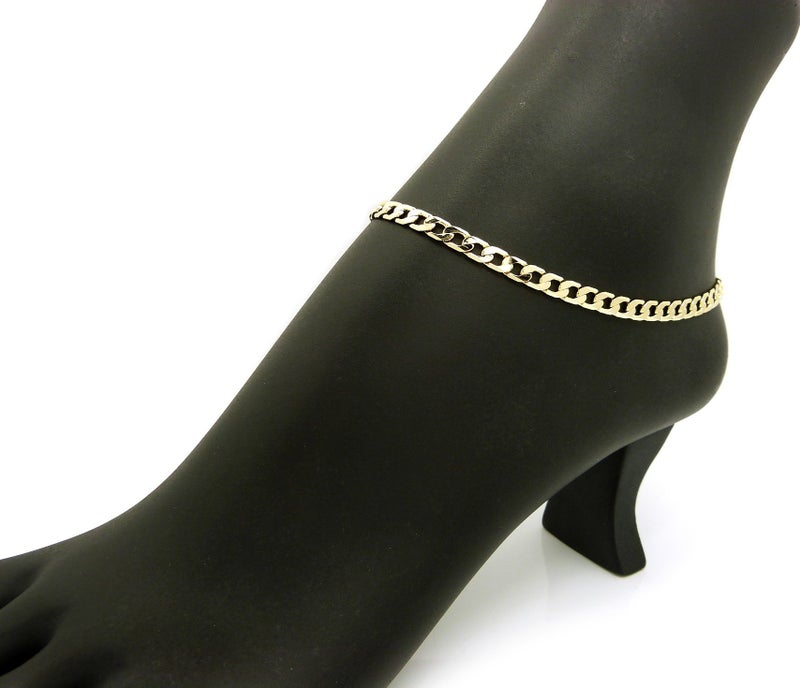 Fashion 21 Anklet for Women Electro Gold Plated Ankle Bracelet - Made in Korea (4.5mm 10" Cuban Anklet) - Image 2