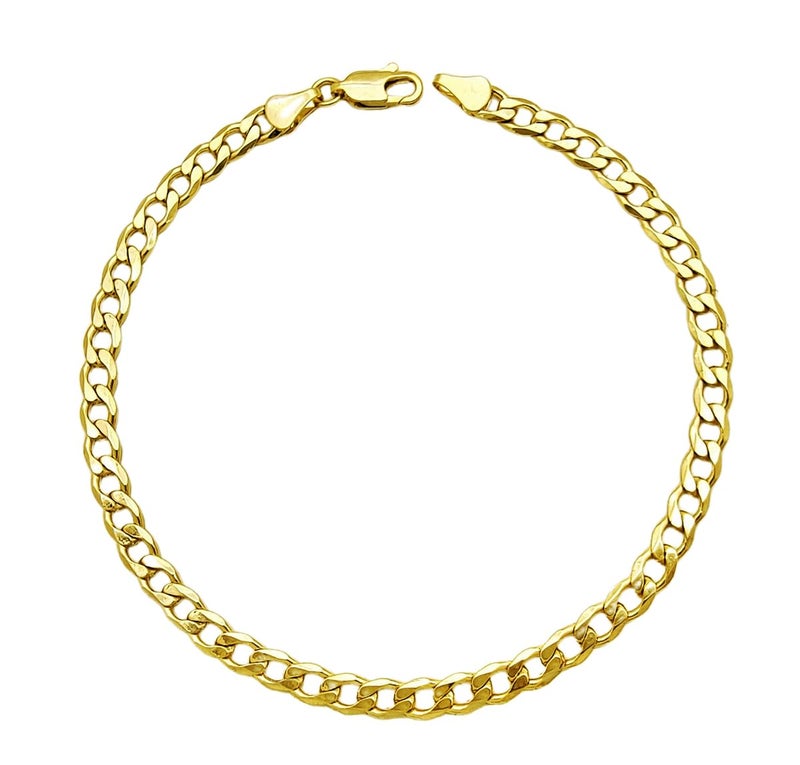 Fashion 21 Anklet for Women Electro Gold Plated Ankle Bracelet - Made in Korea (4.5mm 10" Cuban Anklet) - Image 1