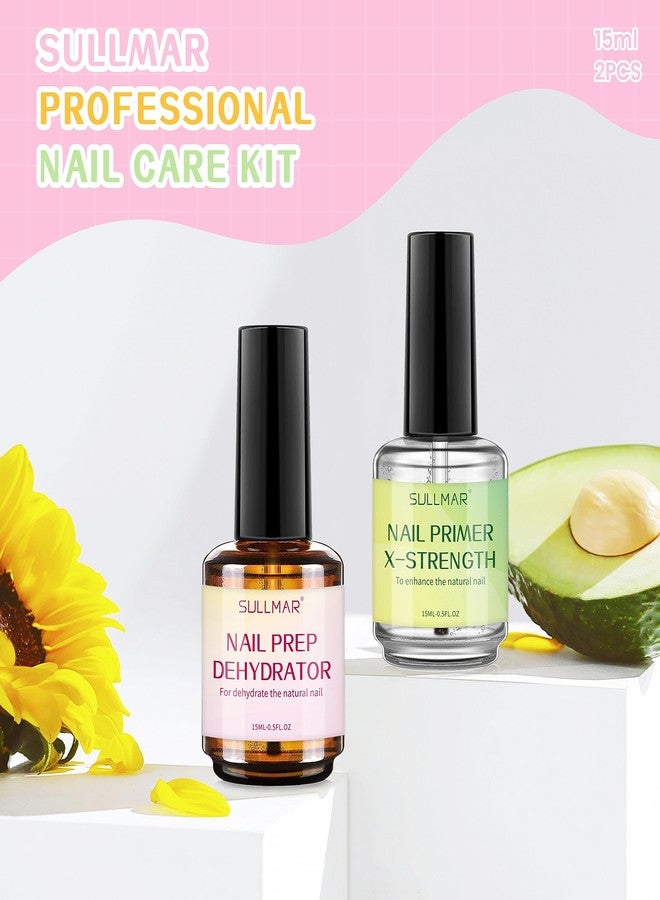 Sullmar Dehydrator & Primer Strength Kit, 2-Piece Pro Nail System Enhancing Nail Bonding for Acrylics (15ml) - Image 2