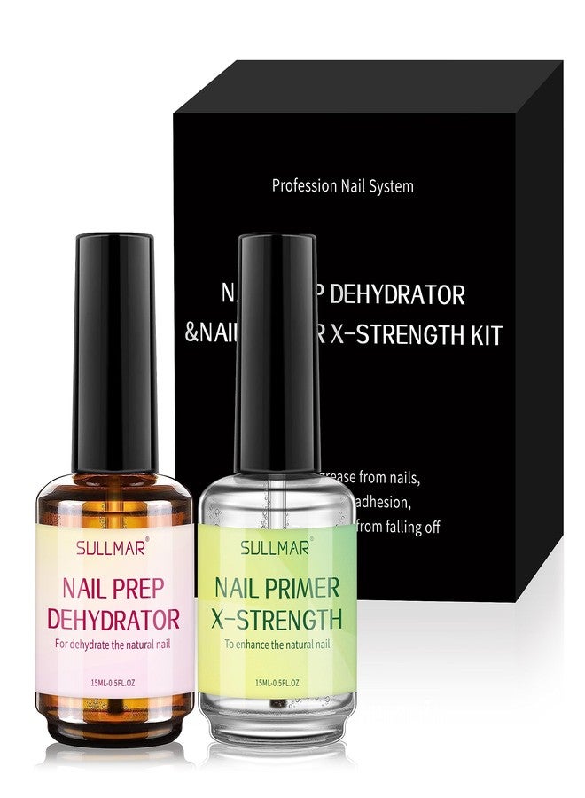 Sullmar Dehydrator & Primer Strength Kit, 2-Piece Pro Nail System Enhancing Nail Bonding for Acrylics (15ml) - Image 1
