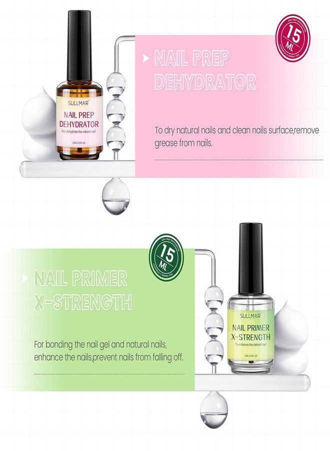 Sullmar Dehydrator & Primer Strength Kit, 2-Piece Pro Nail System Enhancing Nail Bonding for Acrylics (15ml) - Image 4