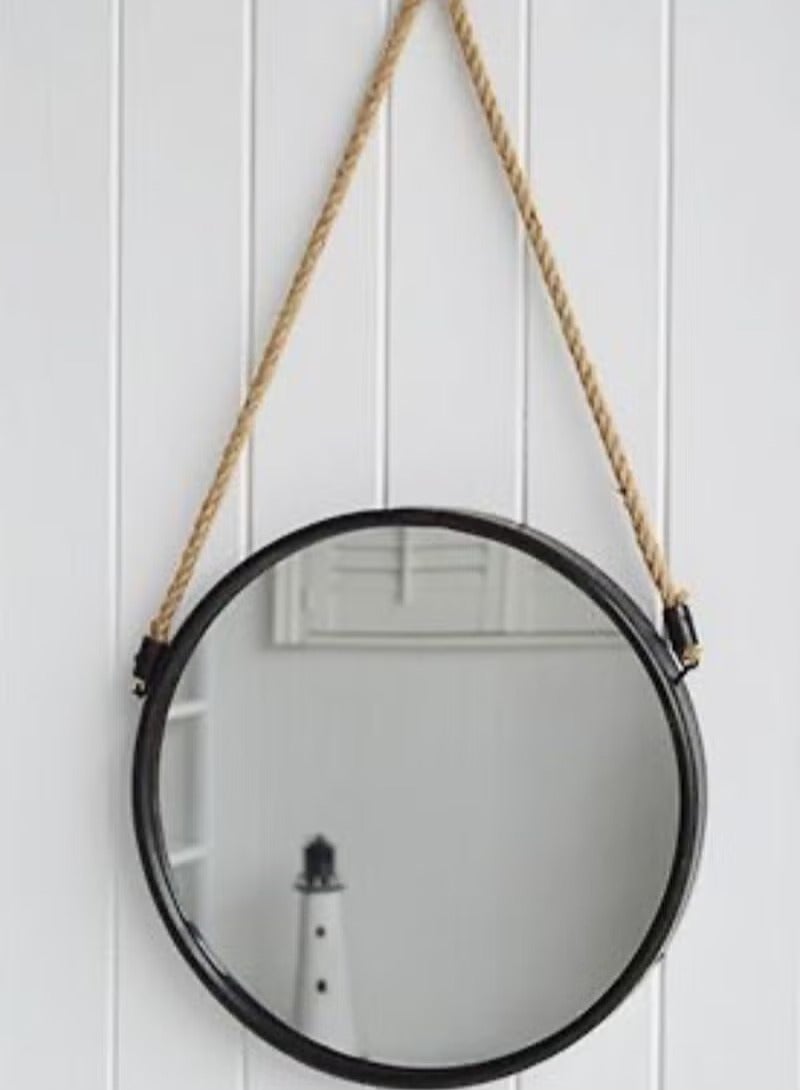 ESSENTIALS 360 Premium Round Black Wall Hanging Mirror with Metal Frame, Decorative Wall Mounted Mirror for Bathroom, Living Room & Bedroom Decor - Image 1