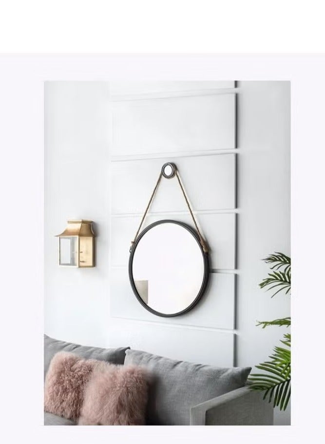 ESSENTIALS 360 Premium Round Black Wall Hanging Mirror with Metal Frame, Decorative Wall Mounted Mirror for Bathroom, Living Room & Bedroom Decor - Image 4