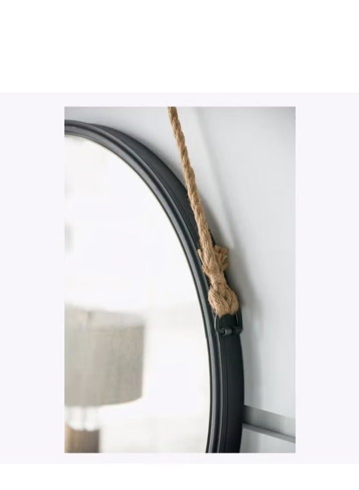 ESSENTIALS 360 Premium Round Black Wall Hanging Mirror with Metal Frame, Decorative Wall Mounted Mirror for Bathroom, Living Room & Bedroom Decor - Image 5