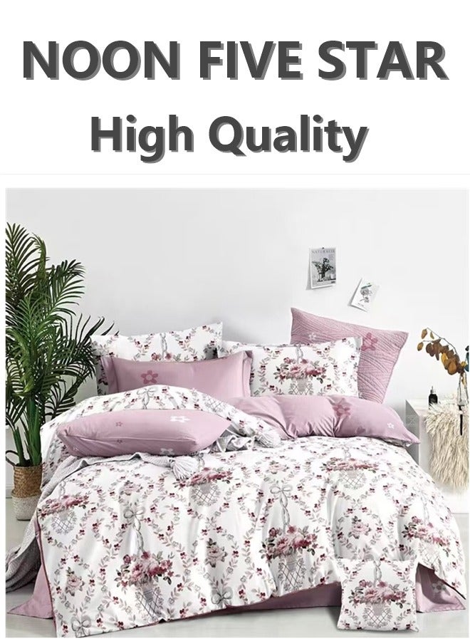Winter Warmth King Size 220x240cm: 6PCS Duvet Cover 4Pillow Cover 1 Brushed Flannel Fitted Sheet