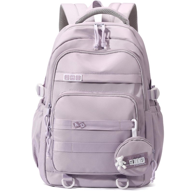 Armbq Kids Backpack for Girls Aesthetic School Backpack for Teens Elementary Middle School Bookbag Purple Girls Back Pack - Image 2