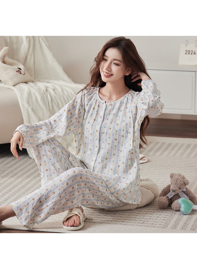 Maternal And Infant Class A Pure Cotton Double-layer Gauze Moon Suit Summer Thin Crepe Pregnant Women's Pajamas Postpartum Breast-feeding 7 