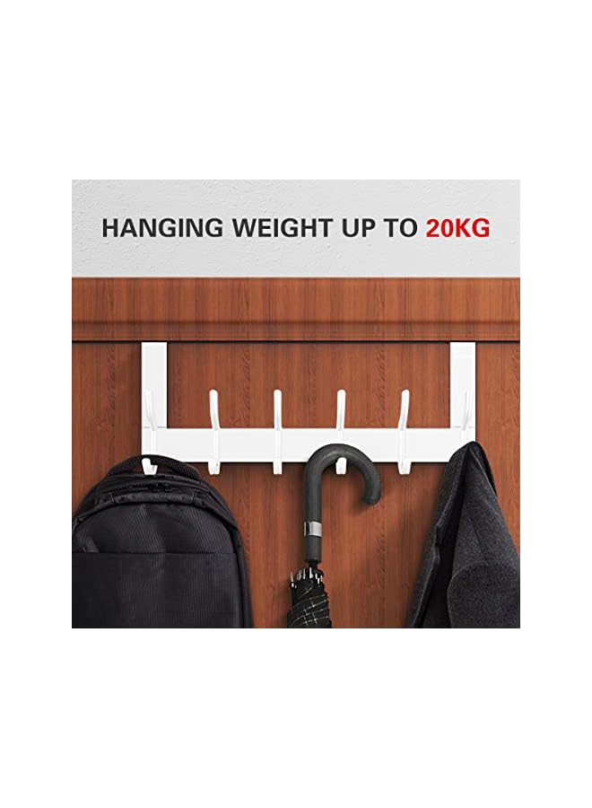 promass Door Hanger with 6 Hooks, Door Hook for Hanging, Clothes Hooks for Bathroom Door, Hook Rail - Image 2