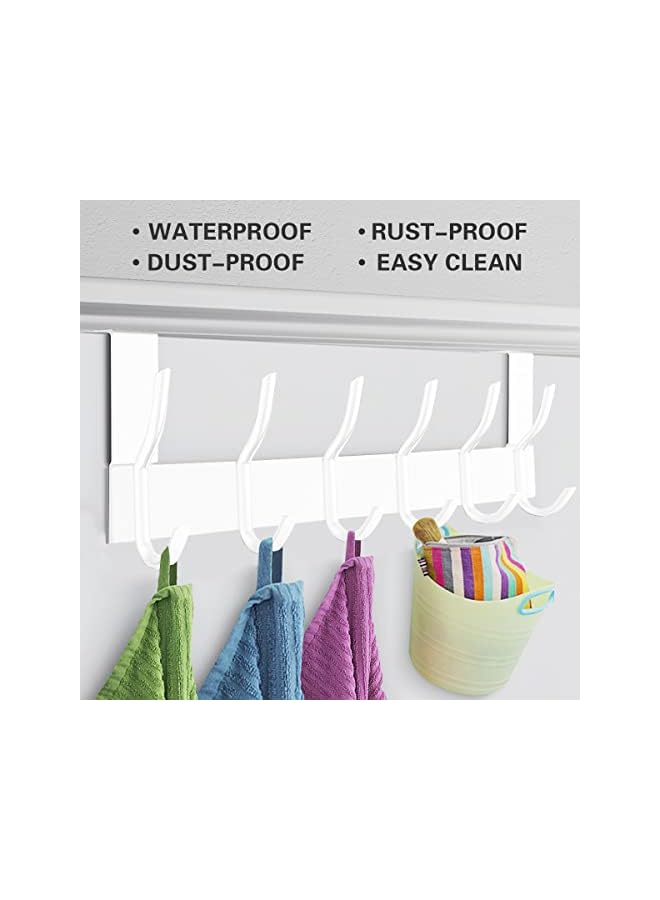 promass Door Hanger with 6 Hooks, Door Hook for Hanging, Clothes Hooks for Bathroom Door, Hook Rail - Image 3