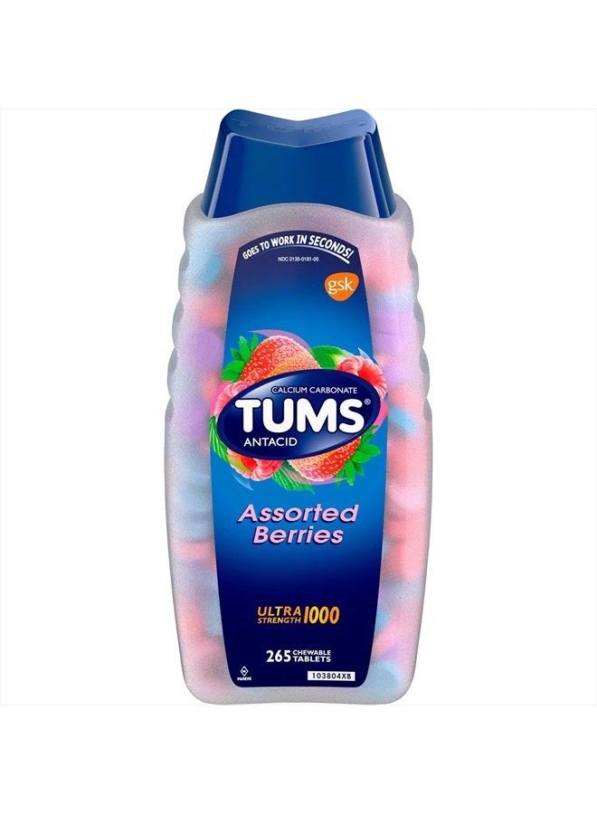 TUMS تومس ألترا توت مختلط 265 قرص - أقصى قوة مضاد للحموضة ومكمل كالسيوم - Image 1