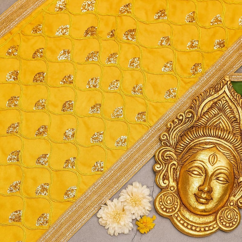 Aksharveda Yellow Mata Chunri with Decorative Work - Image 3