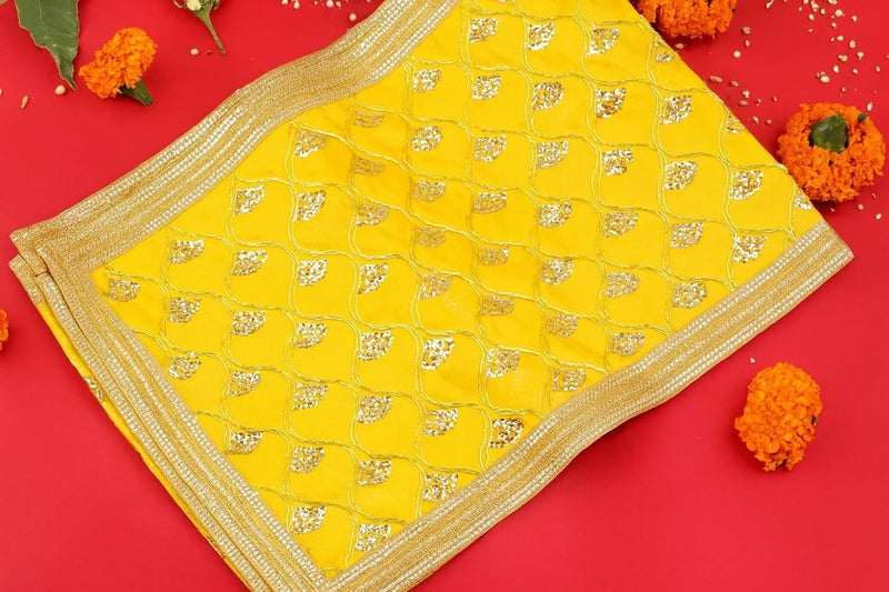 Aksharveda Yellow Mata Chunri with Decorative Work - Image 5