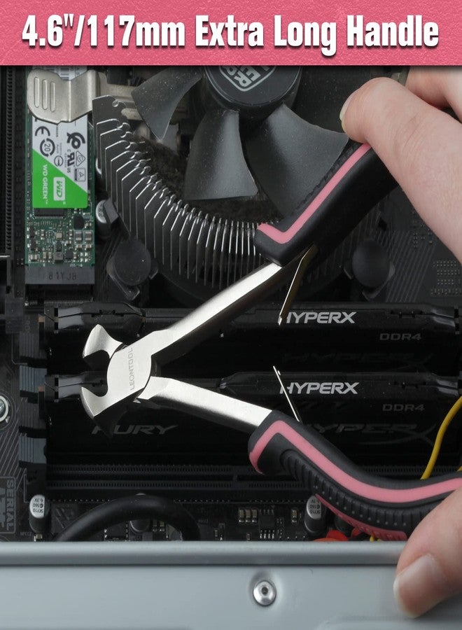 LEONTOOL Long Reach End Cutting Pliers 5.5 Inches End Nipper Cutting Pliers Nail Puller for Zipper Install Stops Repair Kit, Wire Cutter for Jewelry Making Working In Tight Spaces Pink Tool for Women - Image 4