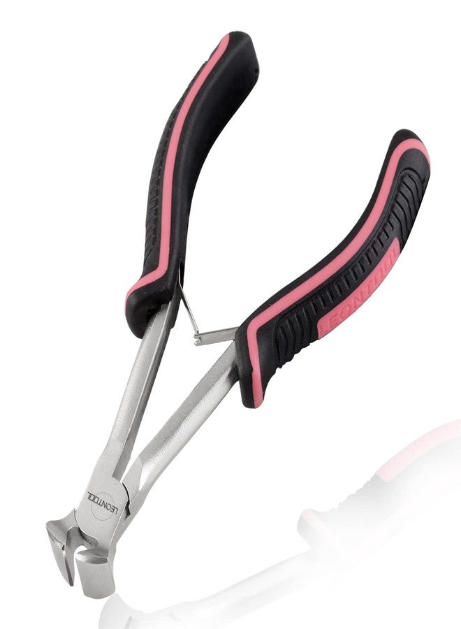 LEONTOOL Long Reach End Cutting Pliers 5.5 Inches End Nipper Cutting Pliers Nail Puller for Zipper Install Stops Repair Kit, Wire Cutter for Jewelry Making Working In Tight Spaces Pink Tool for Women - Image 1